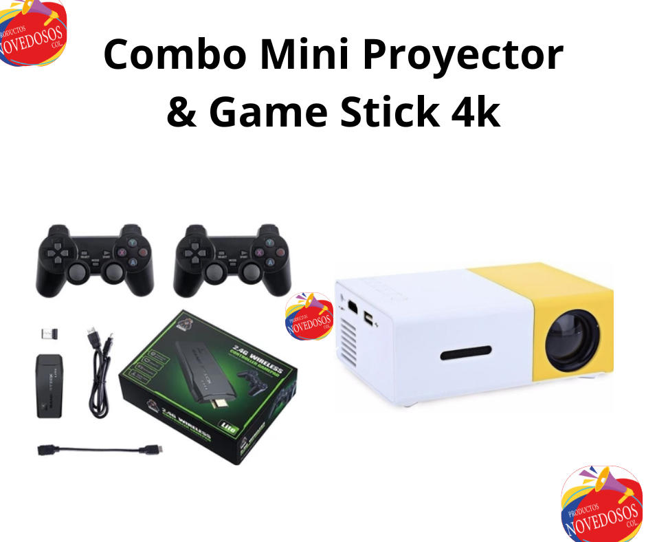 Combo Mini Proyector Led & Game Stick 4k